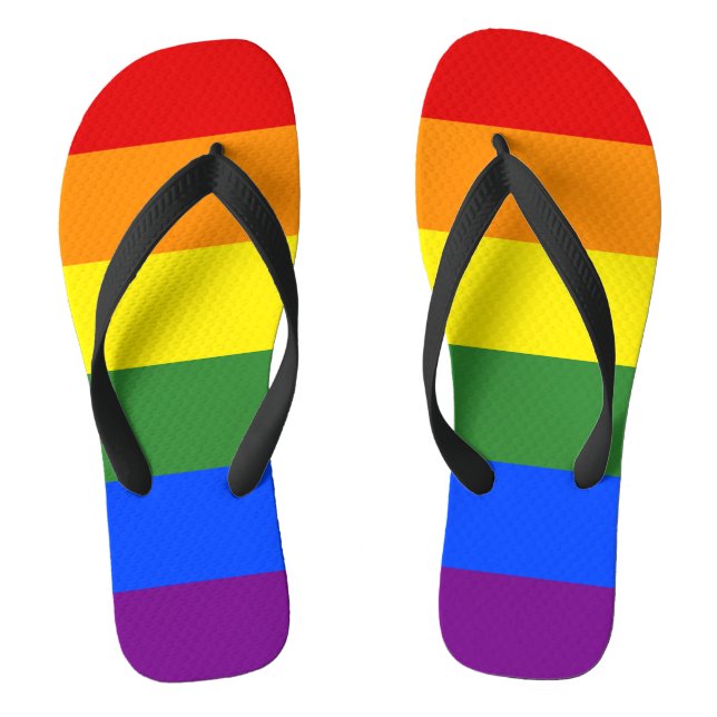 Rainbow Stripes LGBTQ Pride Flip Flops (Footbed)