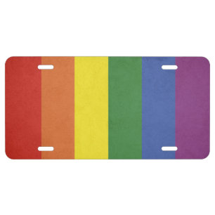 Rainbow stripes license plate