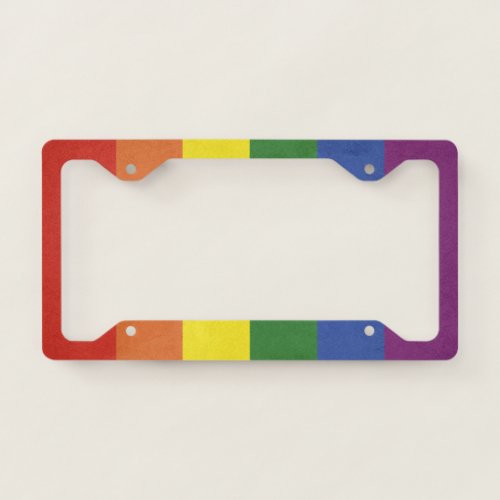 Rainbow stripes license plate frame