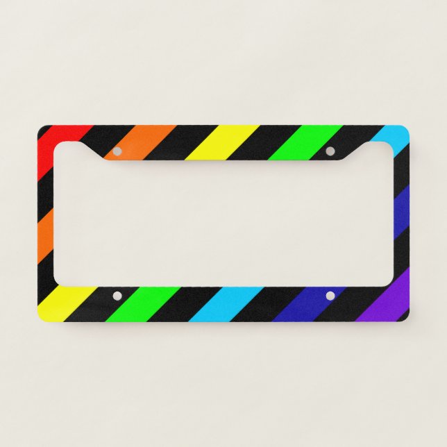 Rainbow Stripes License Plate Frame (Front)