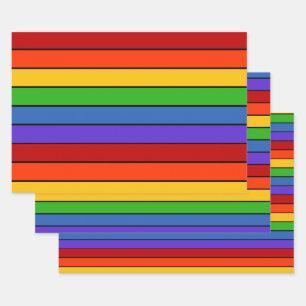 Rainbow Stripes Lines Wrapping Paper Sheets