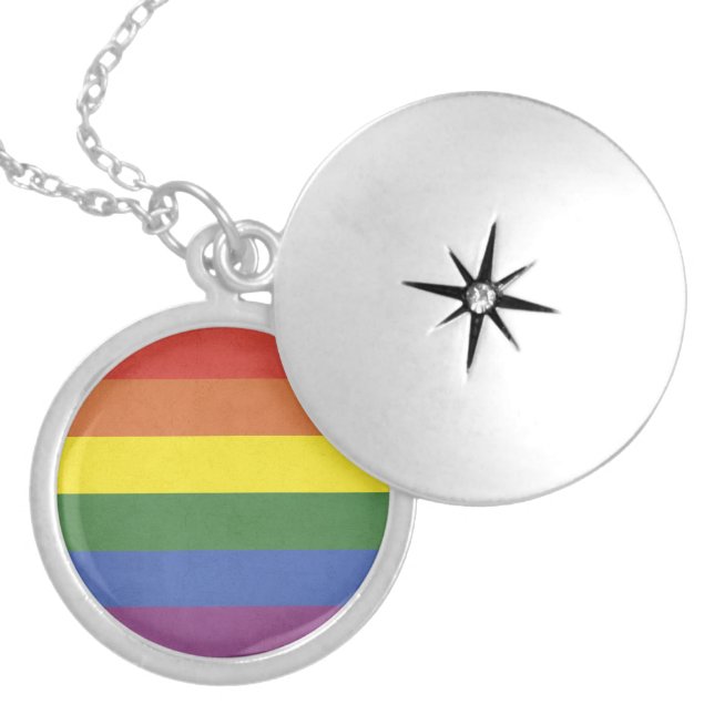 Rainbow stripes locket necklace (Front)