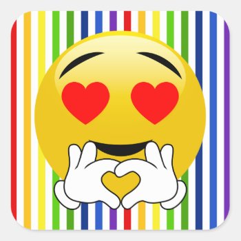 Rainbow Stripes Love Heart Eye Emoji Stickers by MishMoshEmoji at Zazzle