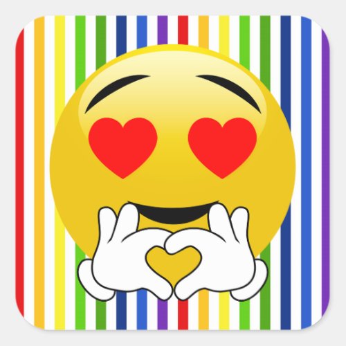 Rainbow Stripes Love Heart Eye Emoji Stickers