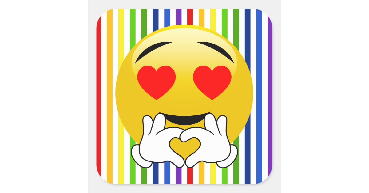 Rainbow Stripes Love Heart Eye Emoji Stickers