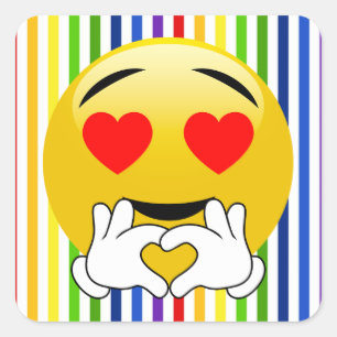 Rainbow Stripes Love Heart Eye Emoji Stickers