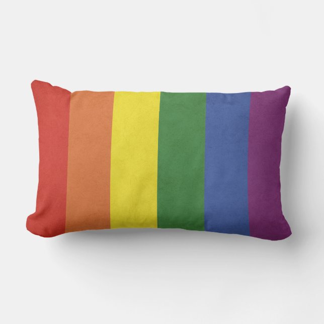 Rainbow stripes lumbar pillow (Front)