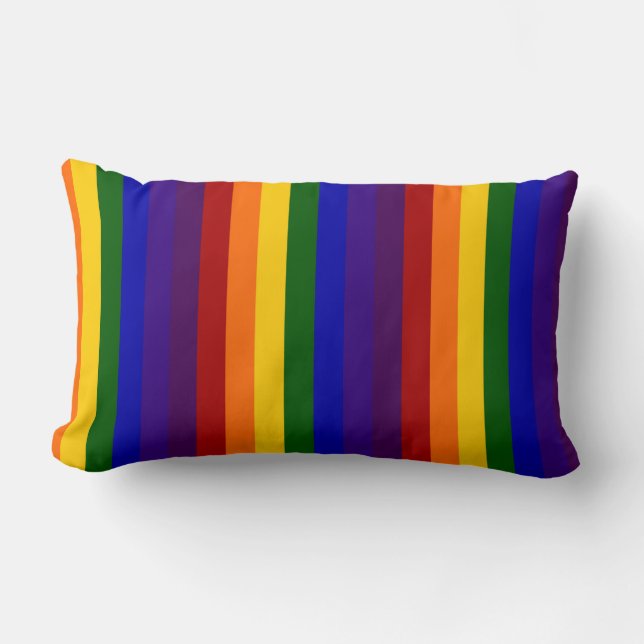 Rainbow Stripes Lumbar Pillow (Front)