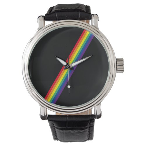 Rainbow Stripes Minimal Geometric Watch