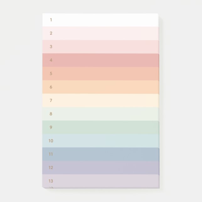 Rainbow Stripes Numbered Post-it Notes (Front)