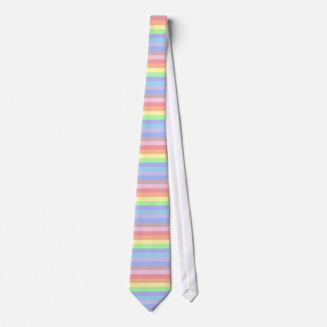 Rainbow Stripes of Pastel Colors Tie (Front)
