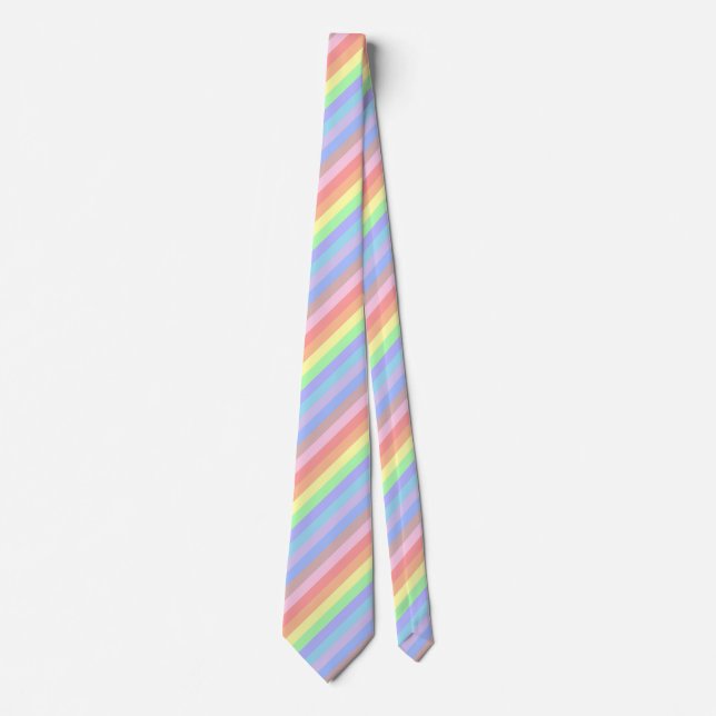Rainbow Stripes of Pastel Colors Tie (Front)