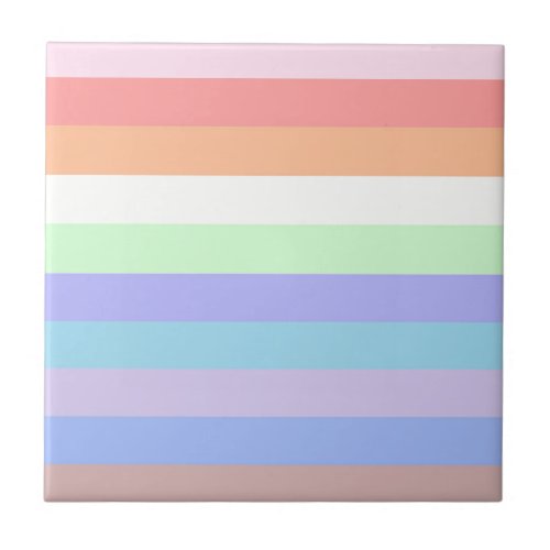 Rainbow Stripes of Pastel Colors Tile