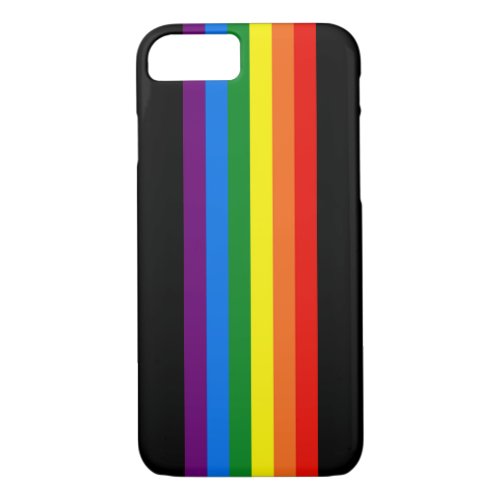 Rainbow Stripes on Black Gay Pride LGBT Support iPhone 87 Case