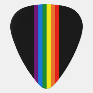 Rainbow Stripes on Black Gay Pride LGBT Support Guitar Pick