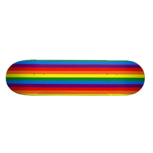 Rainbow Stripes on Black Gay Pride LGBT Support Skateboard Deck