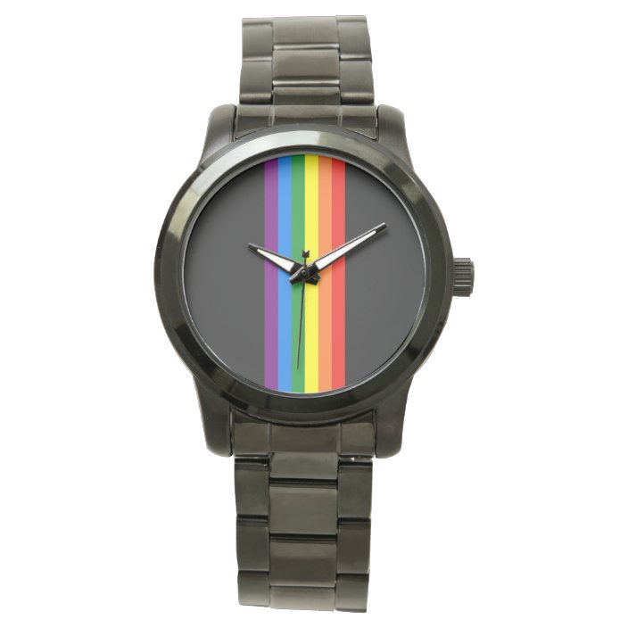 Rainbow Stripes On Black Gay Pride Lgbt Support Wrist Watch Zazzle Com This page contains affiliate links. rainbow stripes on black gay pride lgbt support wrist watch zazzle com