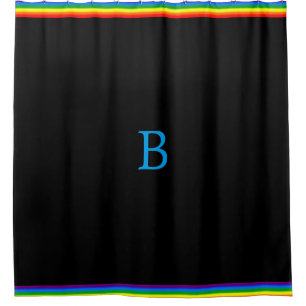 Rainbow Stripes on Black Gay Pride Personalized Shower Curtain