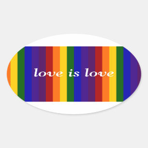 Rainbow Stripes Oval Sticker