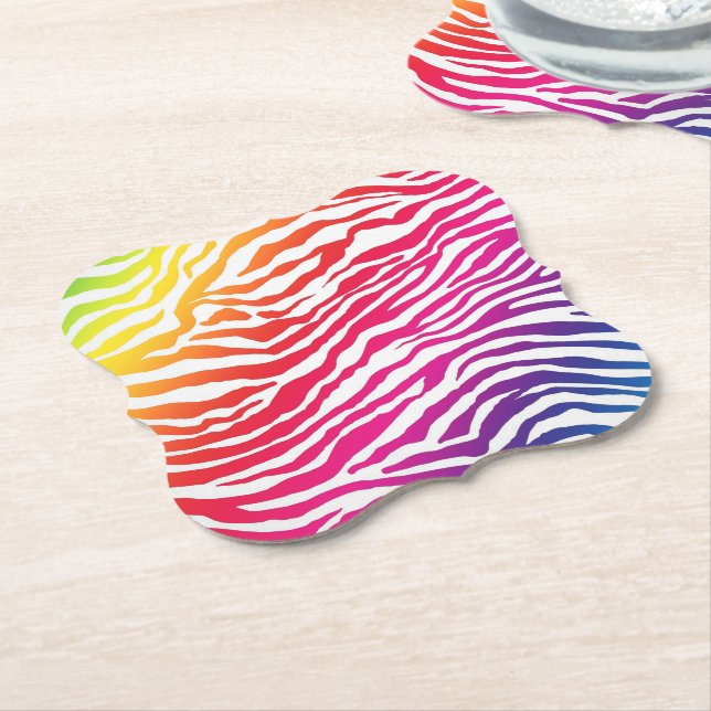 Rainbow Stripes Paper Coaster (Angled)