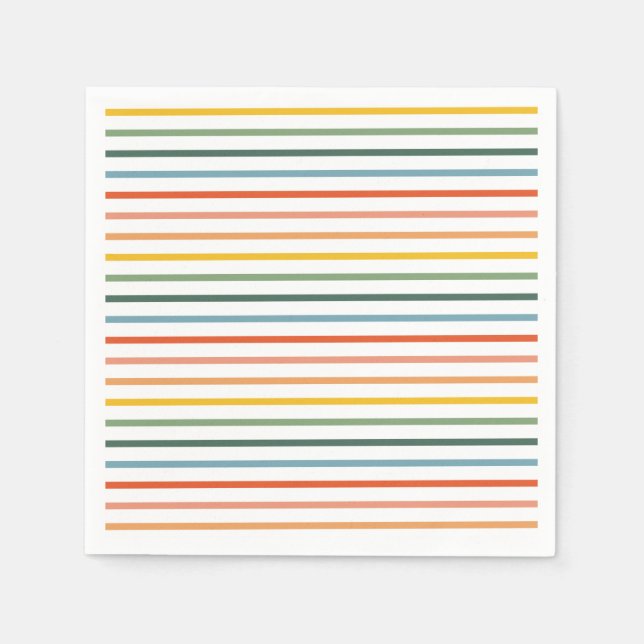 Rainbow Stripes Paper Napkins (Front)