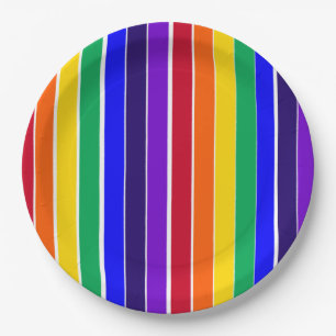 Rainbow Stripes Paper Plates