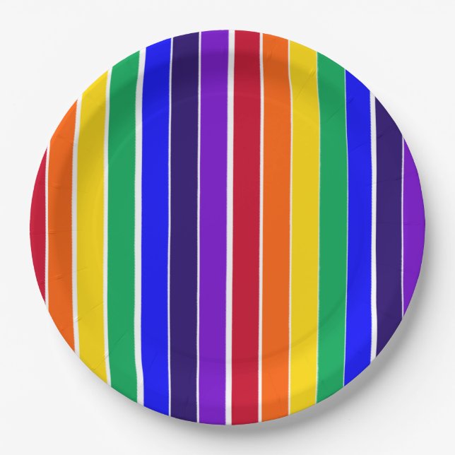 Rainbow Stripes  Paper Plates (Front)