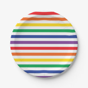 Rainbow Stripes Paper Plates