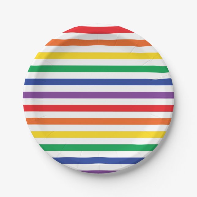 Rainbow Stripes Paper Plates (Front)