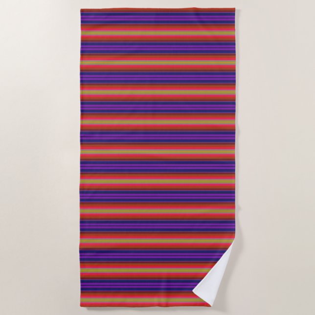 Rainbow Stripes Pattern Beach Towel (Front)