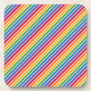 Rainbow Stripes Pattern Beverage Coaster