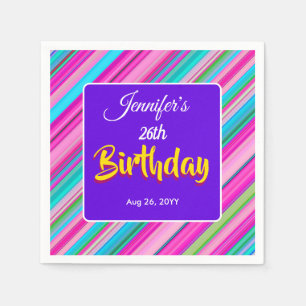 Rainbow Stripes Pattern Birthday Custom Template Napkins