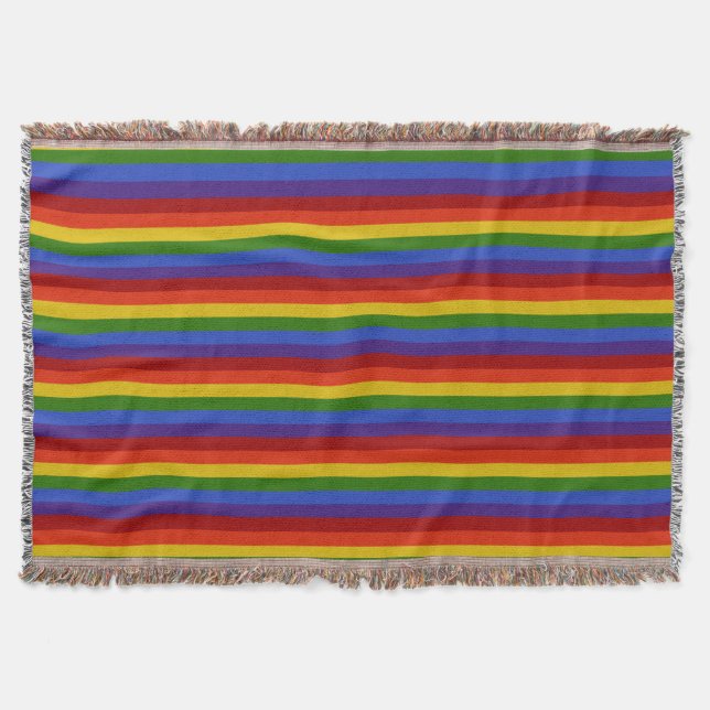 Rainbow Stripes Pattern colorful classic Throw Blanket (Front)