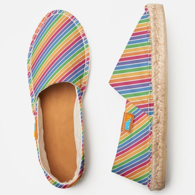 Rainbow Stripes Pattern Espadrilles (Side)