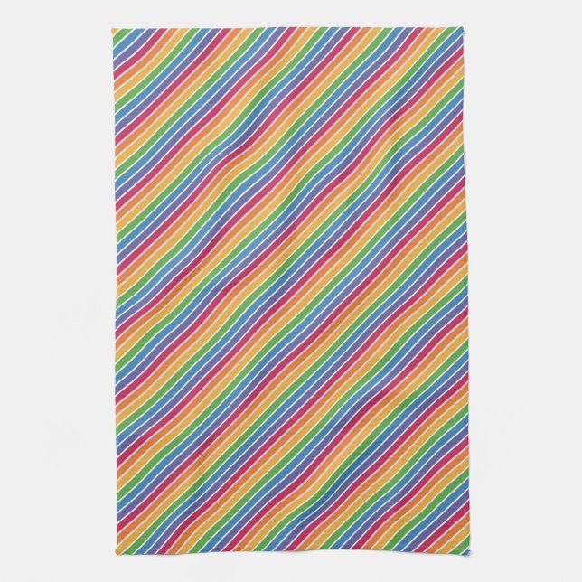 Rainbow Stripes Pattern Kitchen Towel (Vertical)