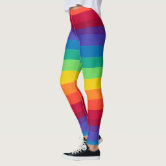 Outlined Rainbow Stripes Black Leggings