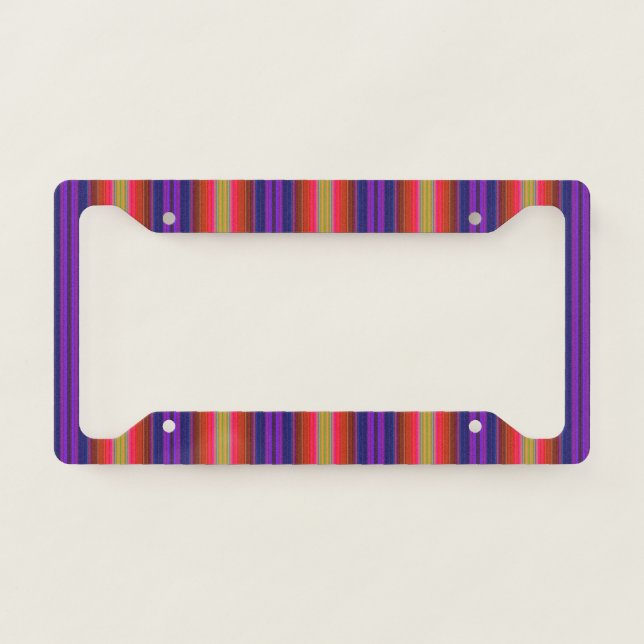 Rainbow Stripes Pattern License Plate Frame (Front)