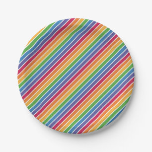 Rainbow Stripes Pattern Paper Plates