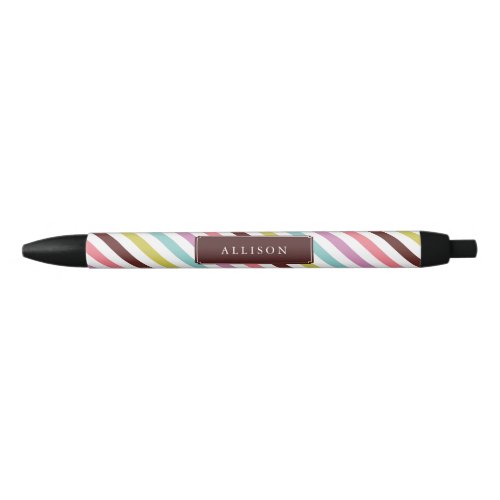 Rainbow Stripes Pattern Personalized Black Ink Pen