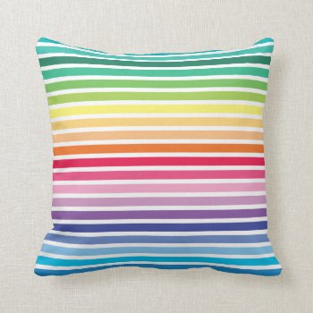 Rainbow Stripes Pattern Pillow by CoffeeRocksMyWorld at Zazzle