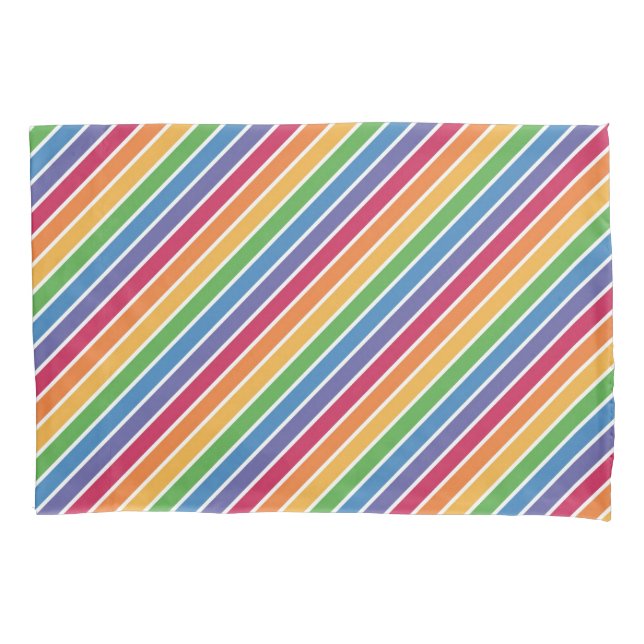 Rainbow Stripes Pattern Pillow Case (Front-Left)