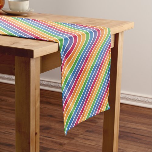 Rainbow Stripes Pattern Short Table Runner