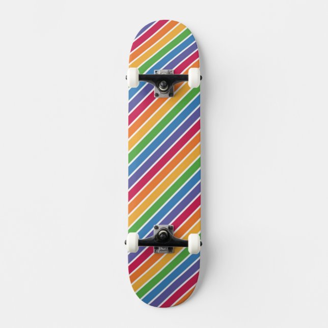 Rainbow Stripes Pattern Skateboard (Front)