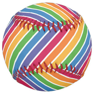 Rainbow Stripes Pattern Softball