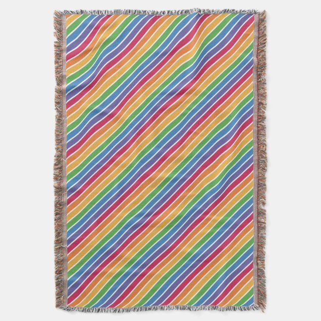 Rainbow Stripes Pattern Throw Blanket (Front Vertical)