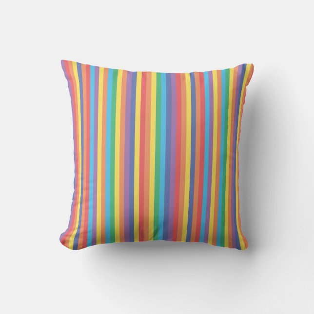 Rainbow Stripes Pattern Throw Pillow (Front)