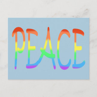 Rainbow Stripes Peace Word Colors Postcards