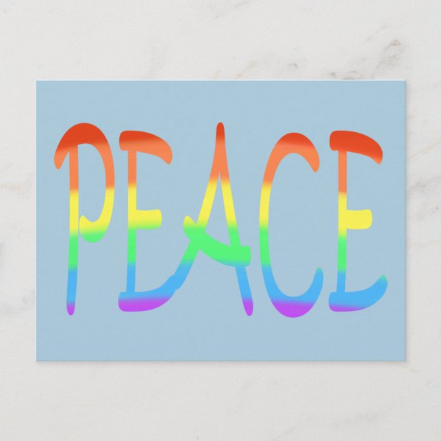 Rainbow Stripes Peace Word Colors Postcards (Front)