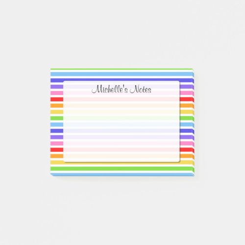 Rainbow Stripes Personalized 4 x 3 Post_it Notes