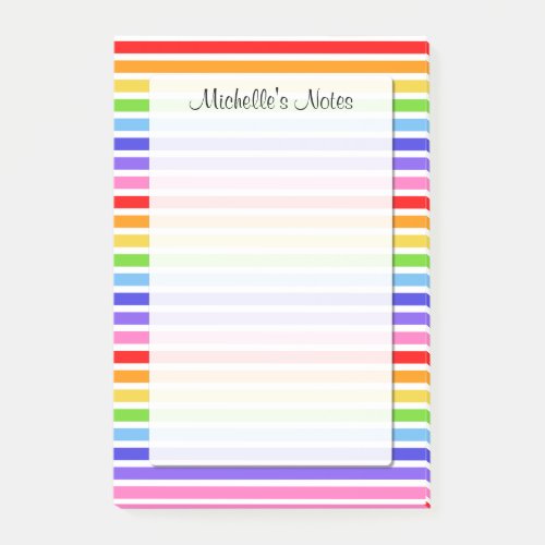 Rainbow Stripes Personalized 4 x 6 Post_it Notes